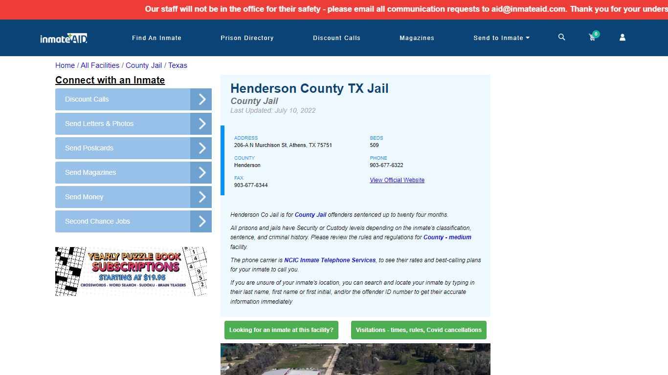 Henderson County TX Jail - Inmate Locator - Athens, TX